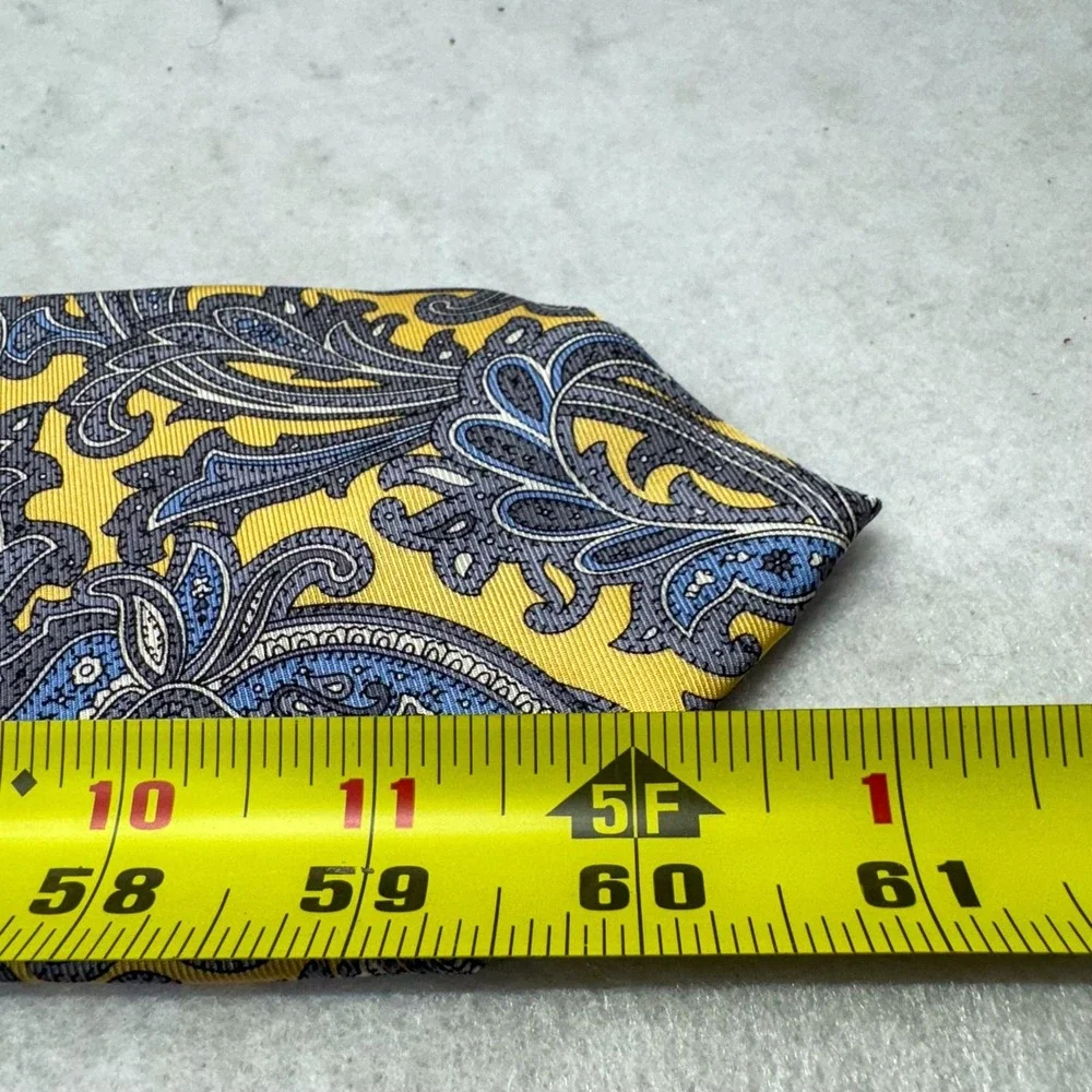 Jos A Bank Silk Tie Mens One Size Yellow Blue Paisley Executive‎ Collection